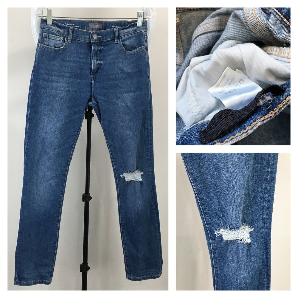 DL1961 Ultimate Kids Boys Pool Distressed ZANE Skinny Adj Waist Elastic Jeans